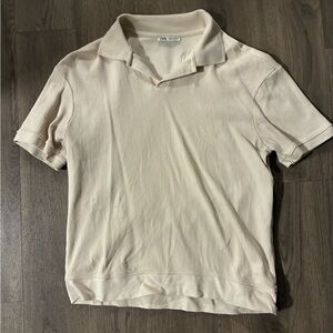 Zara Men's Polo Shirt in Cream